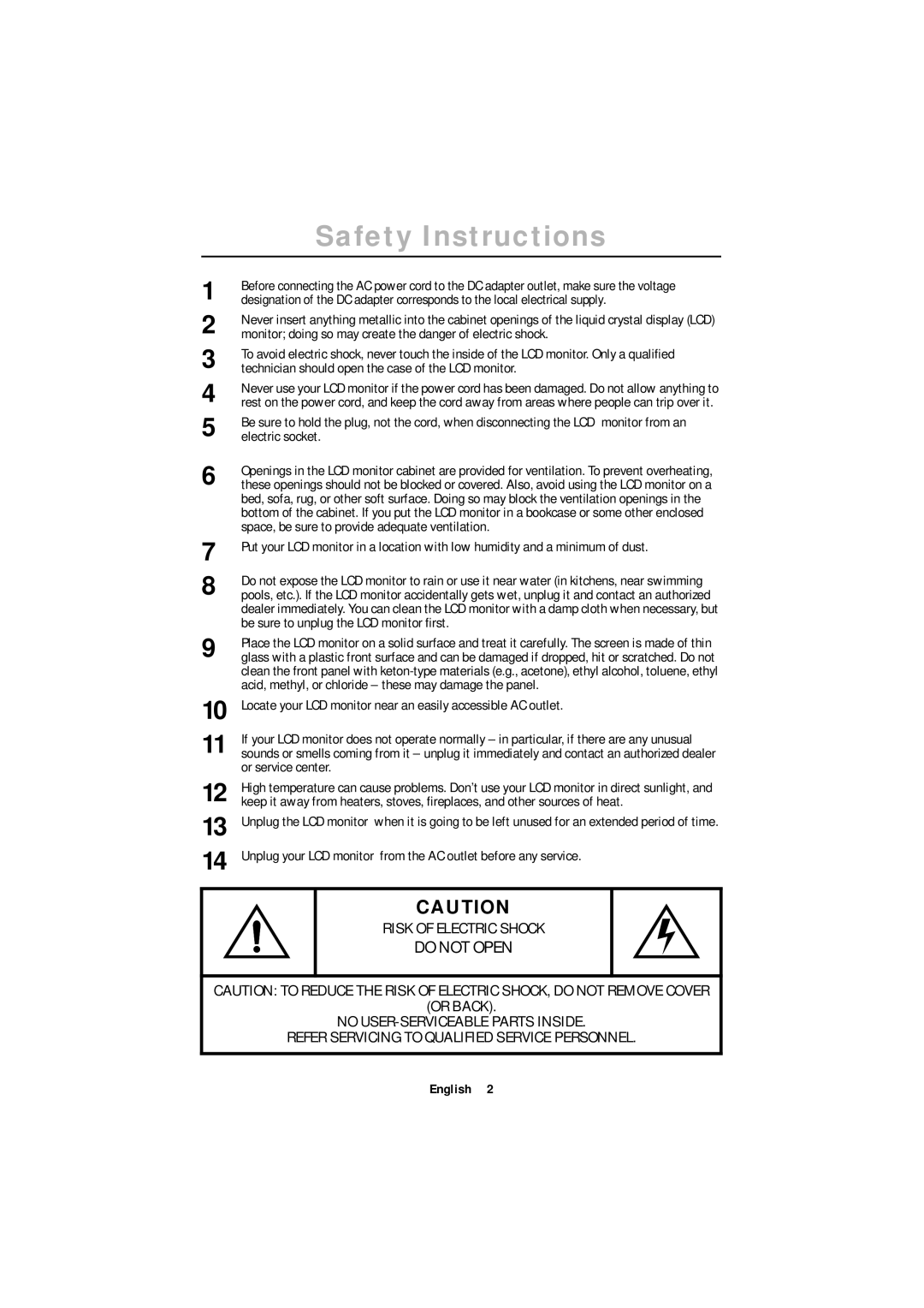 Samsung ML15XSSS/NLV, ML15XSSS/EDC, ML15XSASS Monitor doing so may create the danger of electric shock, Electric socket 