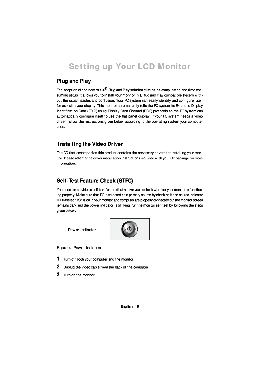 Samsung ML17XSSS/EDC Plug and Play, Installing the Video Driver, Self-Test Feature Check STFC, Setting up Your LCD Monitor 