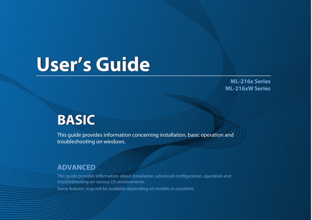 Samsung ML2165WXAA manual User’s Guide 