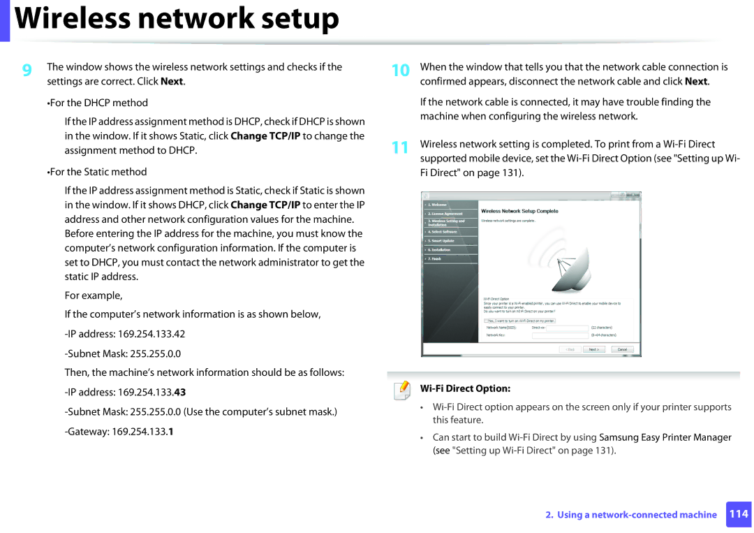 Samsung ML2165WXAA manual Wi-Fi Direct Option 