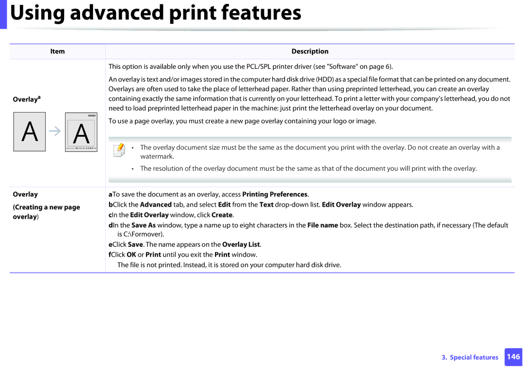 Samsung ML2165WXAA manual Overlay a, Creating a new 