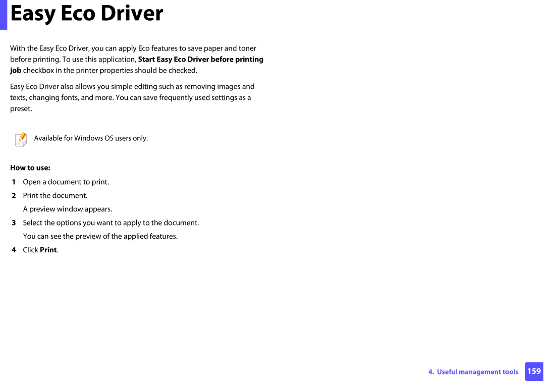 Samsung ML2165WXAA manual Easy Eco Driver, How to use 