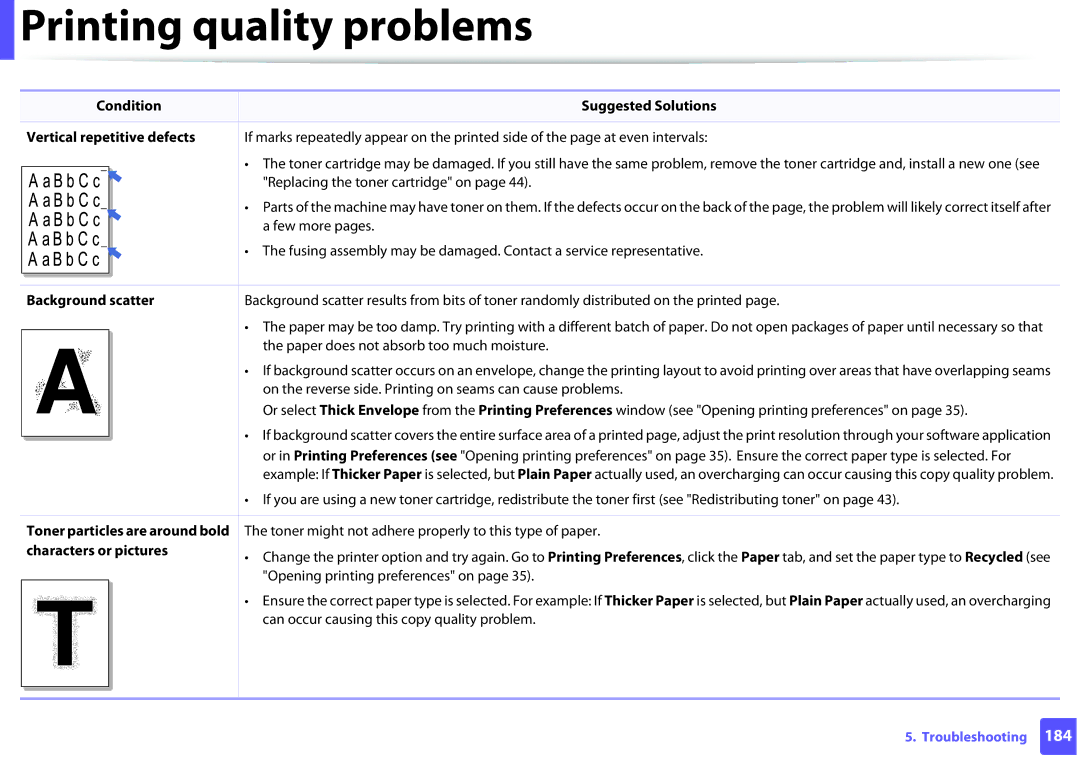 Samsung ML2165WXAA manual Background scatter, Characters or pictures 