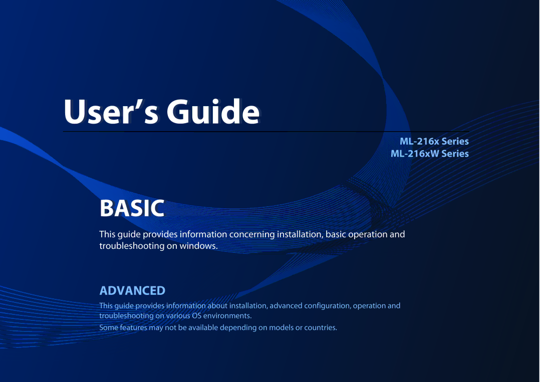 Samsung ML2165WXAA manual Basic 