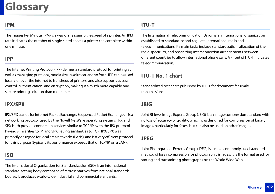 Samsung ML2165WXAA manual Ipm, ITU-T No chart 