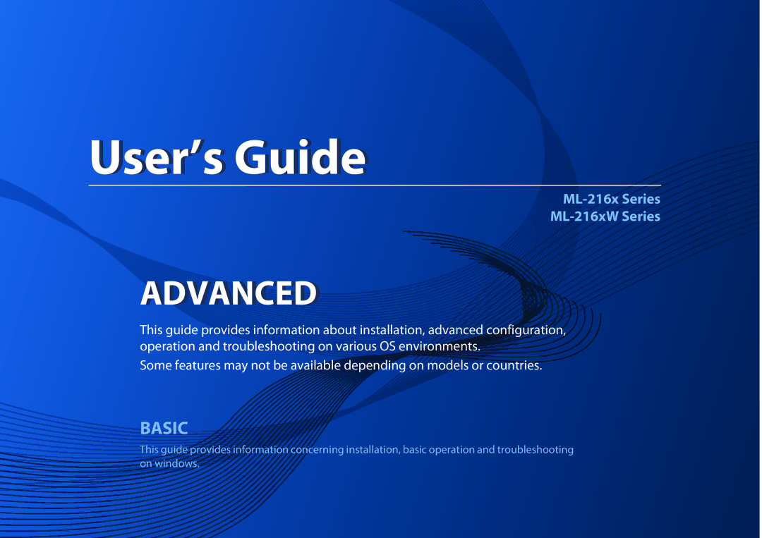 Samsung ML2165WXAA manual Advanced 