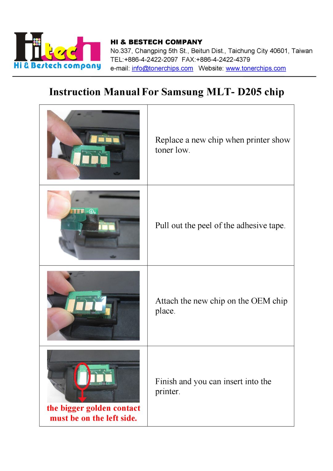 Samsung mlt-d205 instruction manual HI & Bestech Company 