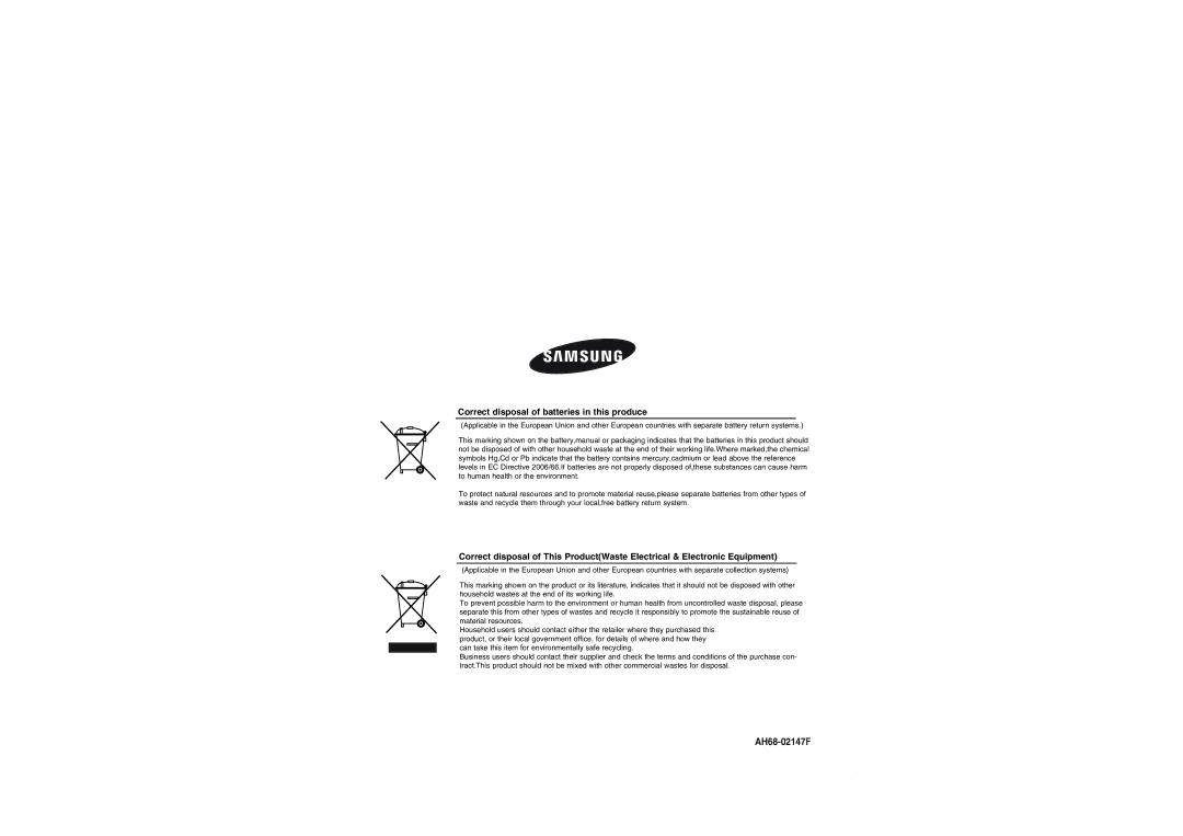 Samsung MM-A15R/EDC manual AH68-02147F 