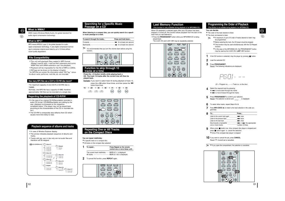 Samsung MM-A15R/EDC manual Last Memory Function, Searching for a Specific Music Passage on a CD 