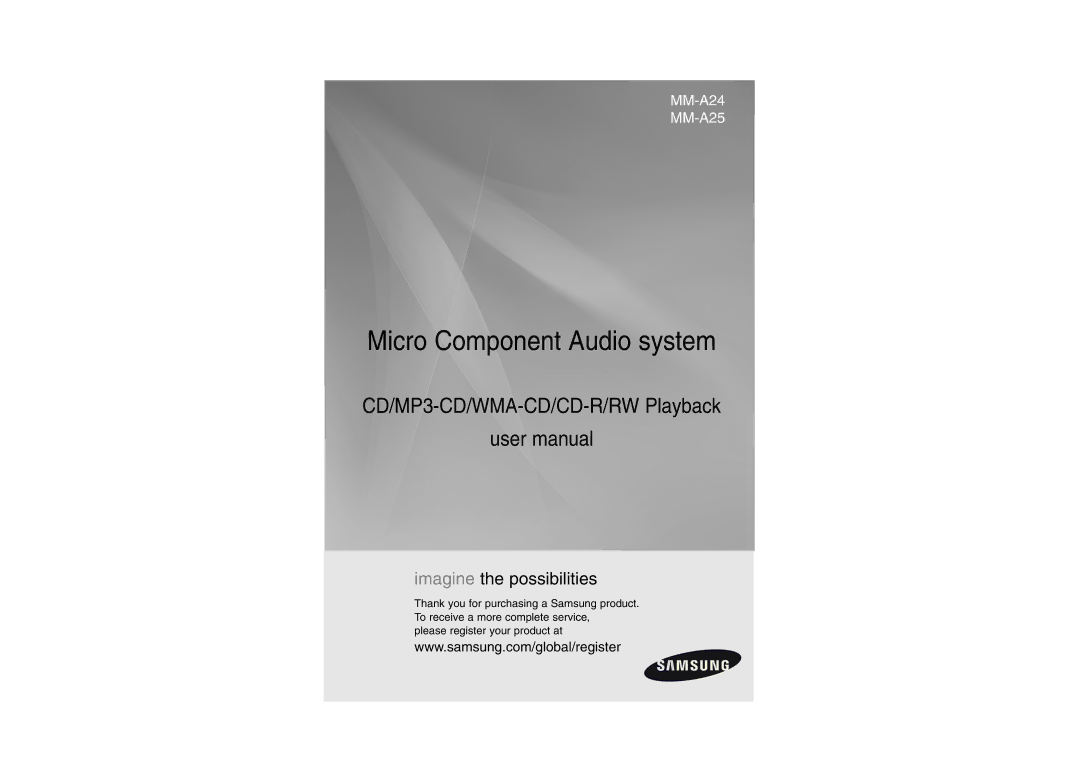 Samsung MM-A25R/EDC, MM-A24R/EDC, MM-A24R/XET, MM-A25R/XET manual Micro Component Audio system 