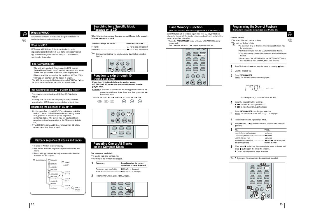 Samsung MM-A25R/XET, MM-A24R/EDC, MM-A25R/EDC manual Last Memory Function, Searching for a Specific Music Passage on a CD 