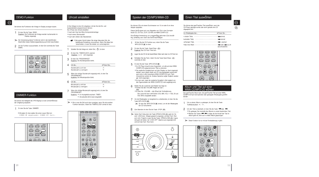 Samsung MM-A24R/EDC, MM-A25R/EDC manual Uhrzeit einstellen, Spielen der CD/MP3/WMA-CD, Einen Titel auswählen 