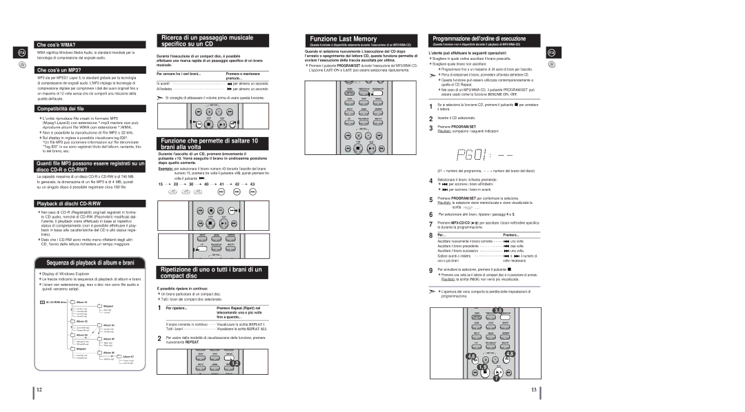 Samsung MM-A25R/XET, MM-A24R/XET manual Funzione Last Memory, Ricerca di un passaggio musicale specifico su un CD 