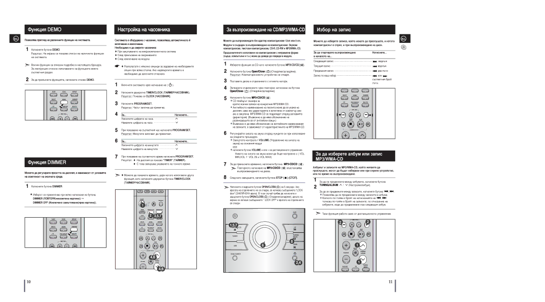 Samsung MM-A25R/EDC manual ÎÛÌÍˆËﬂ Demo, ÎÛÌÍˆËﬂ Dimmer, ‡Òúóèí‡ Ì‡ ˜‡Òó‚Ìëí‡, Àá·Ó Ì‡ Á‡Ôëò 