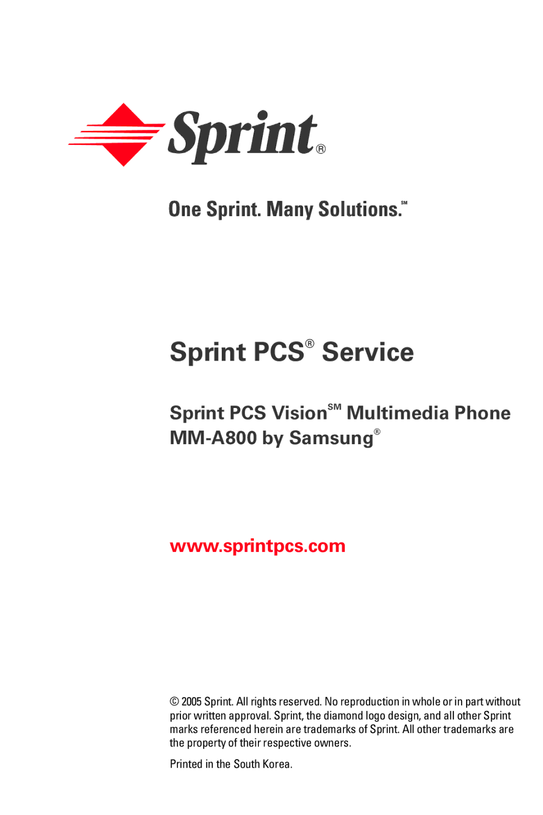 Samsung MM-A800 manual Sprint PCS Service 