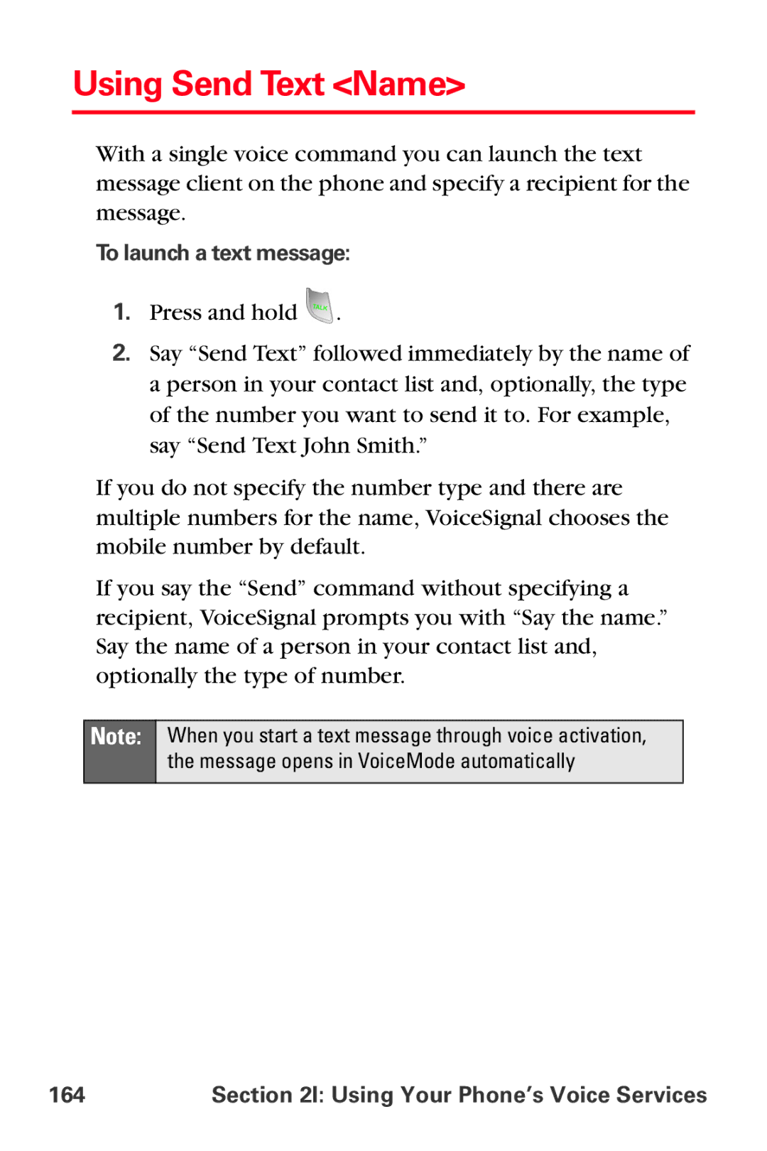 Samsung MM-A800 manual Using Send Text Name, To launch a text message, 164 