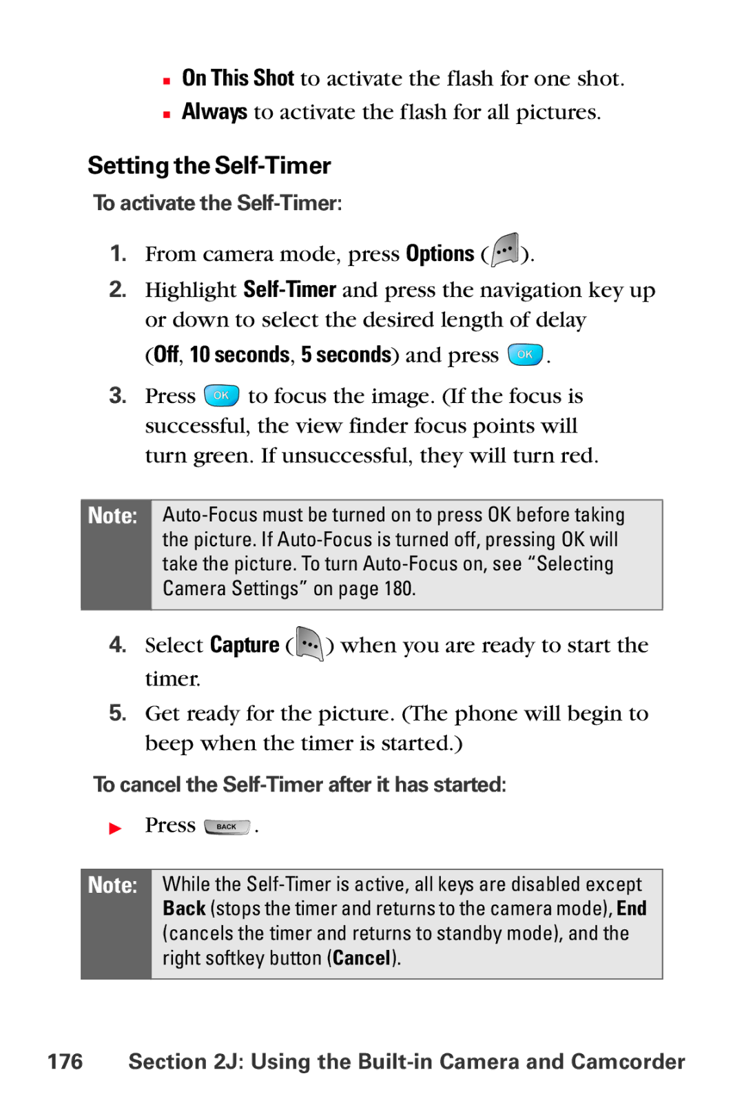 Samsung MM-A800 manual Setting the Self-Timer, Off, 10 seconds, 5 seconds and press, To activate the Self-Timer 