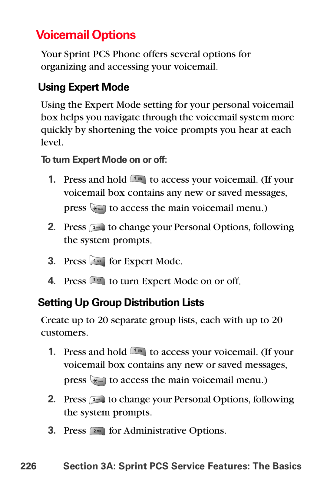 Samsung MM-A800 Voicemail Options, Using Expert Mode, Setting Up Group Distribution Lists, To turn Expert Mode on or off 