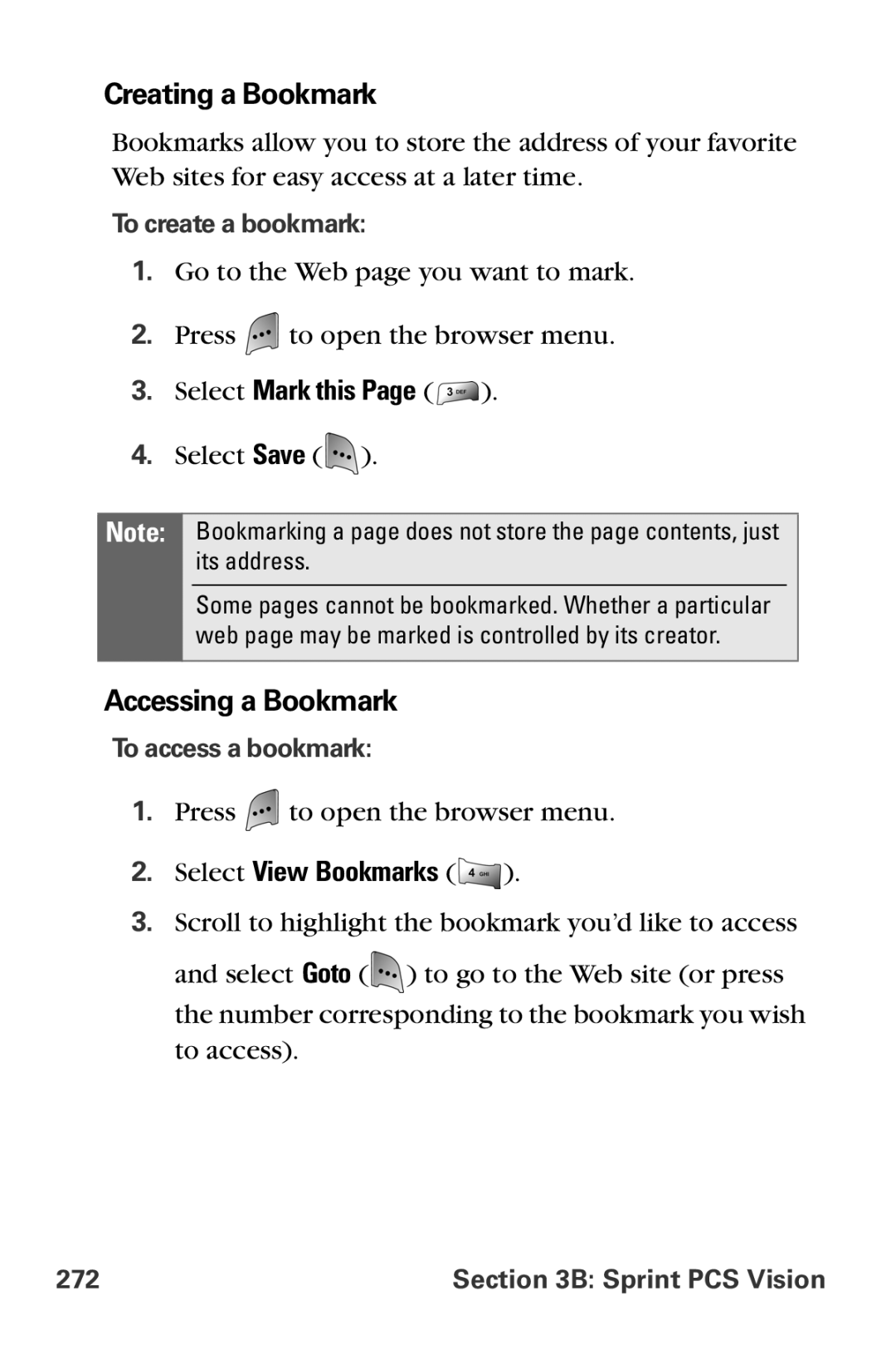 Samsung MM-A800 manual Creating a Bookmark, Accessing a Bookmark, Select Mark this, Select View Bookmarks 