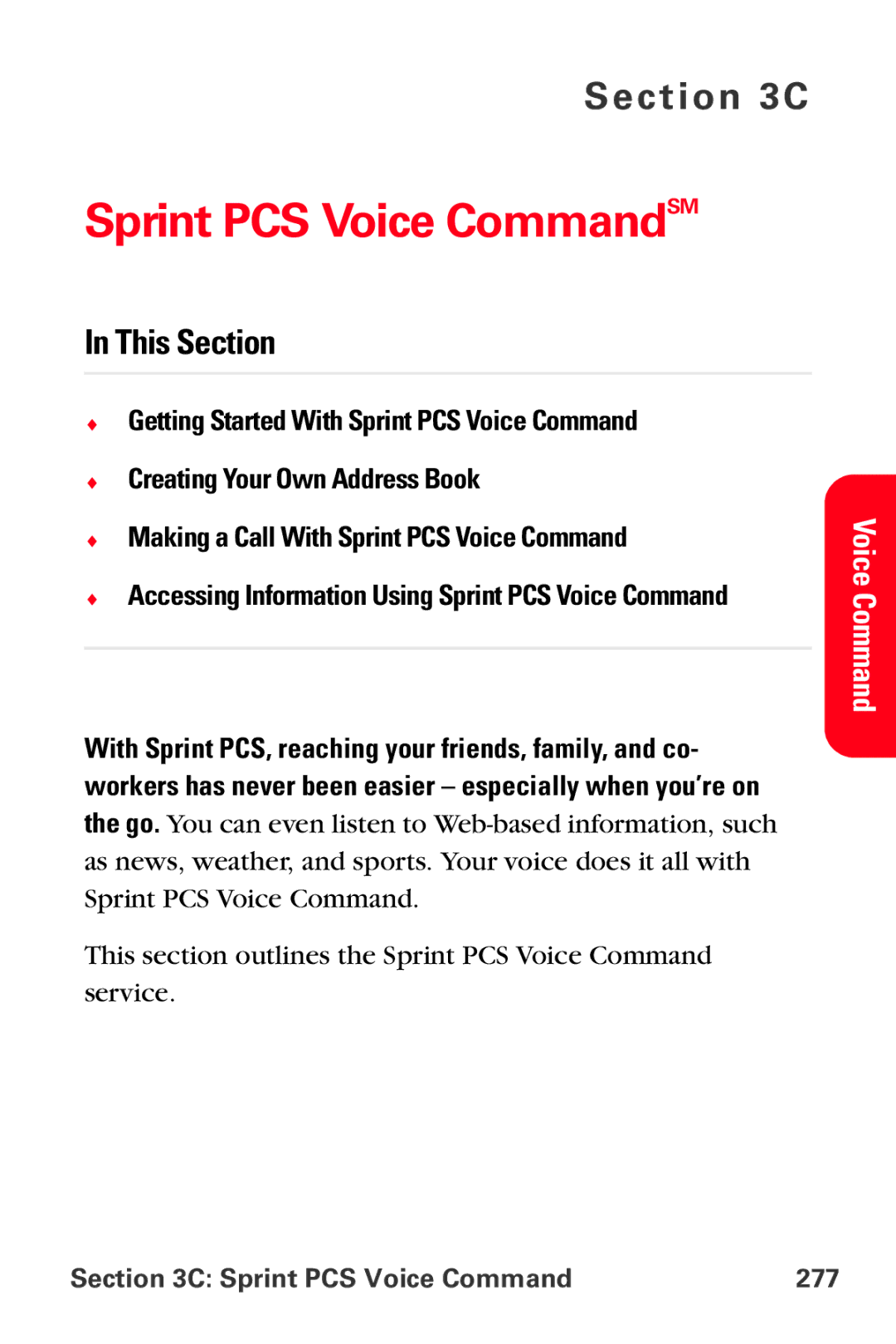 Samsung MM-A800 manual Sprint PCS Voice CommandSM, Sprint PCS Voice Command 277 