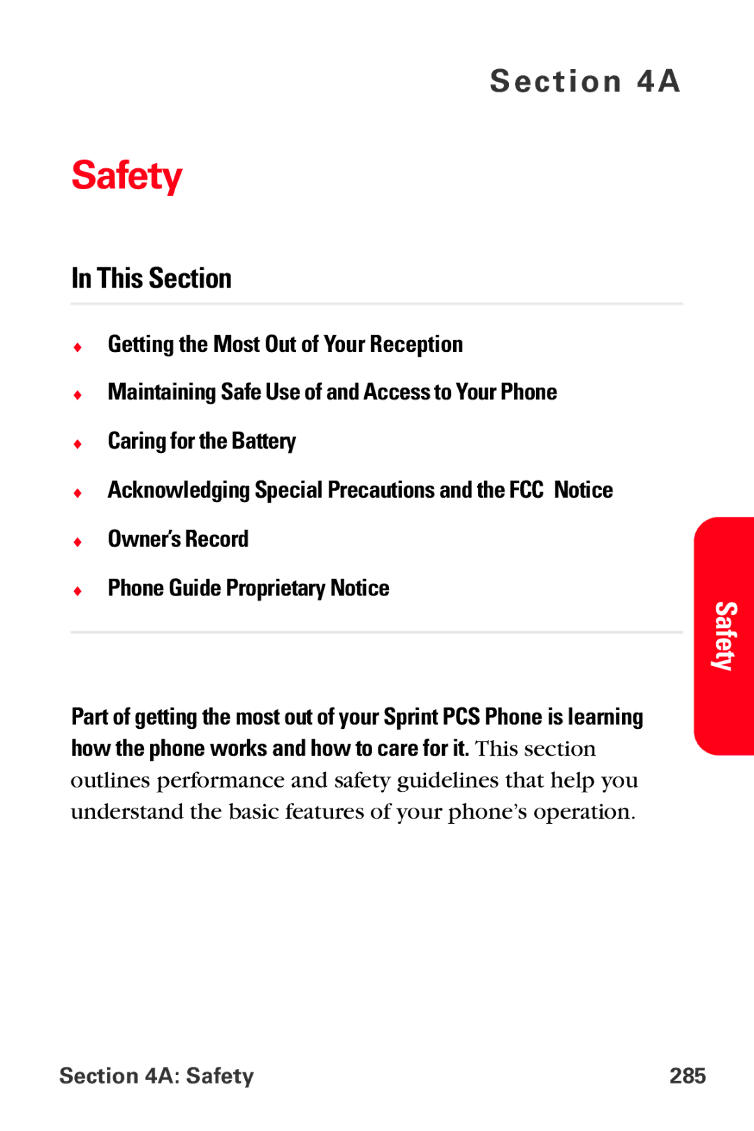 Samsung MM-A800 manual Safety 285 