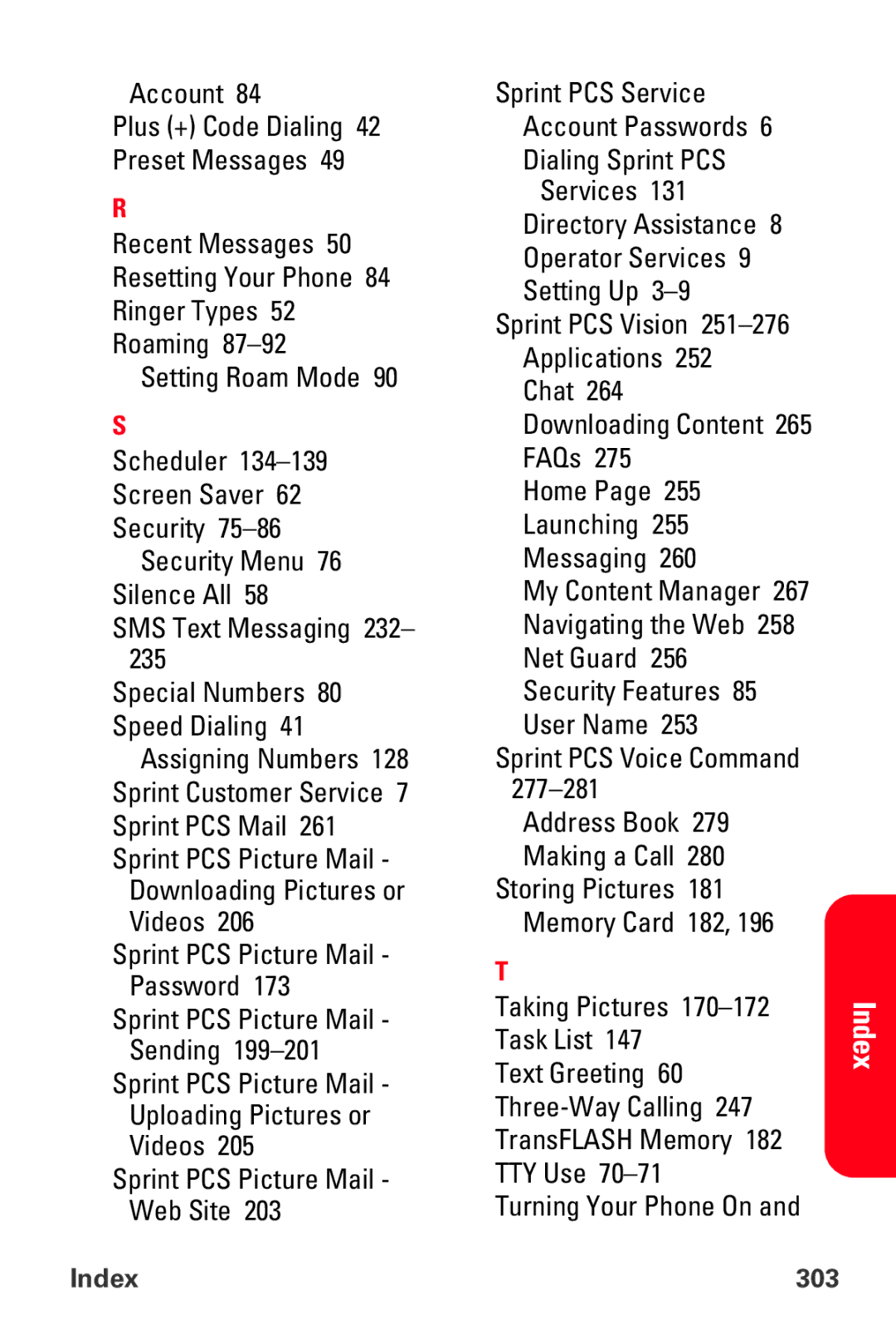 Samsung MM-A800 manual Index 303 