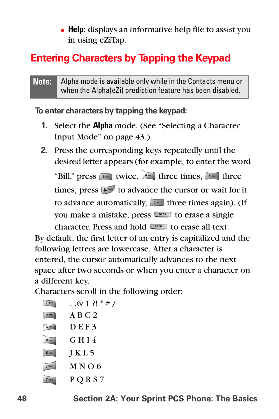 Samsung MM-A800 manual Entering Characters by Tapping the Keypad, To enter characters by tapping the keypad 