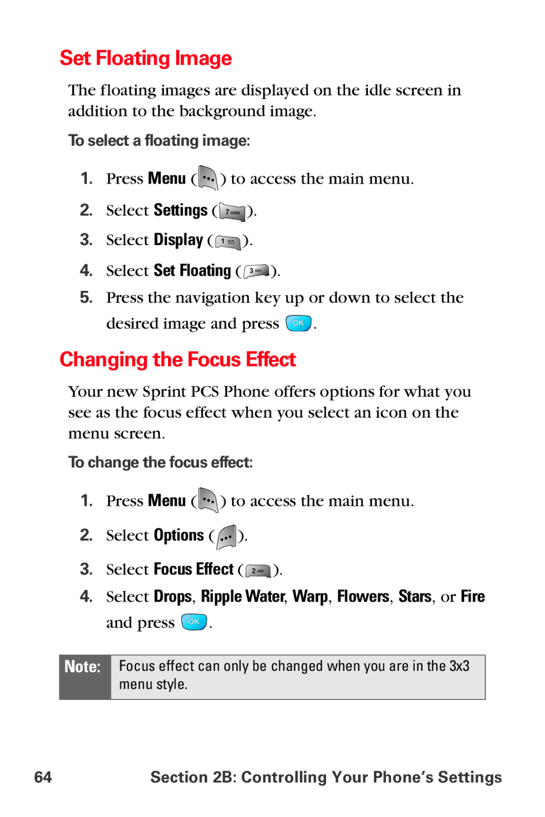 Samsung MM-A800 manual Set Floating Image, Changing the Focus Effect, Select Set Floating, Select Focus Effect 