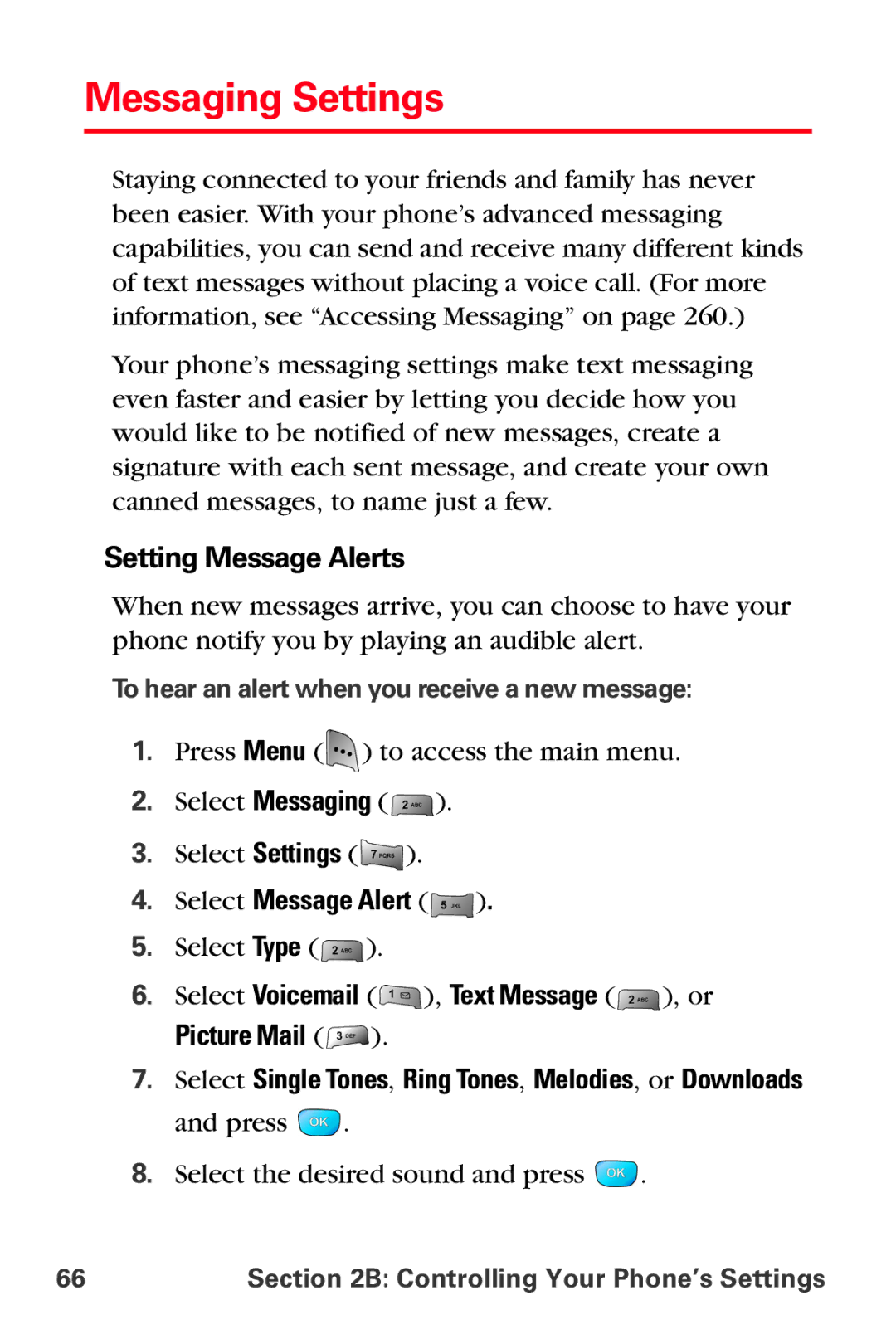 Samsung MM-A800 manual Messaging Settings, Setting Message Alerts, Select Message Alert 