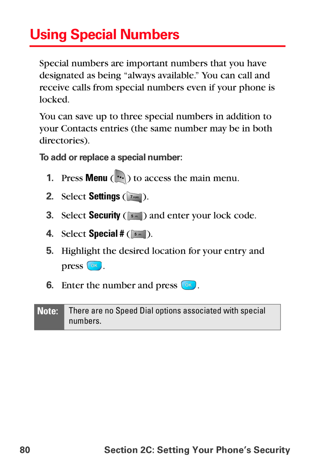 Samsung MM-A800 manual Using Special Numbers, To add or replace a special number 