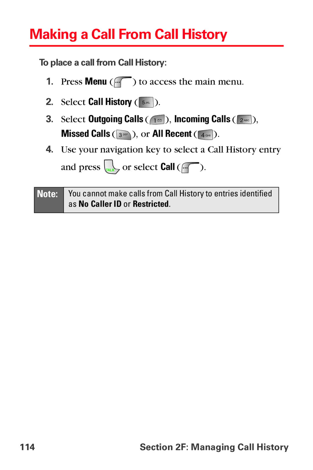 Samsung MM-A880 manual Making a Call From Call History, To place a call from Call History, Managing Call History 