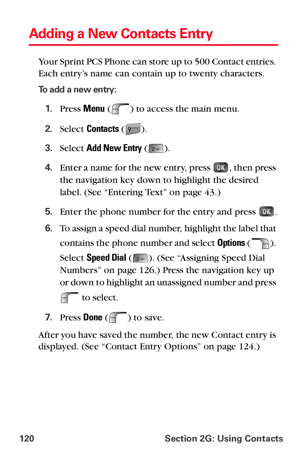 Samsung MM-A880 manual Adding a New Contacts Entry, Select Add New Entry, To add a new entry, Using Contacts 