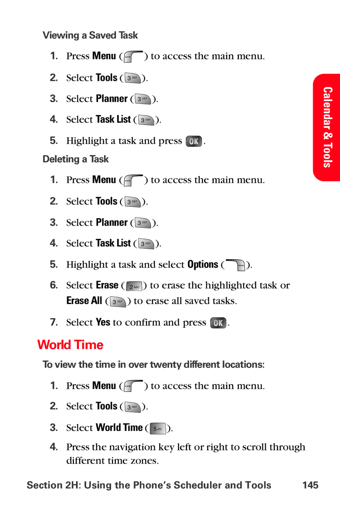 Samsung MM-A880 World Time, Viewing a Saved Task, Deleting a Task, To view the time in over twenty different locations 