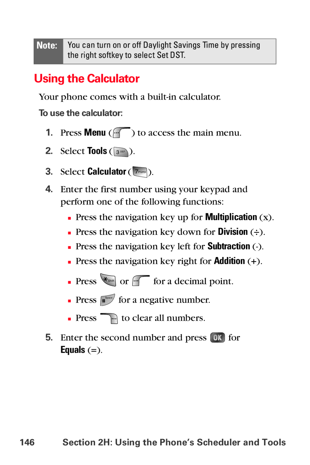 Samsung MM-A880 manual Using the Calculator, Equals =, To use the calculator 