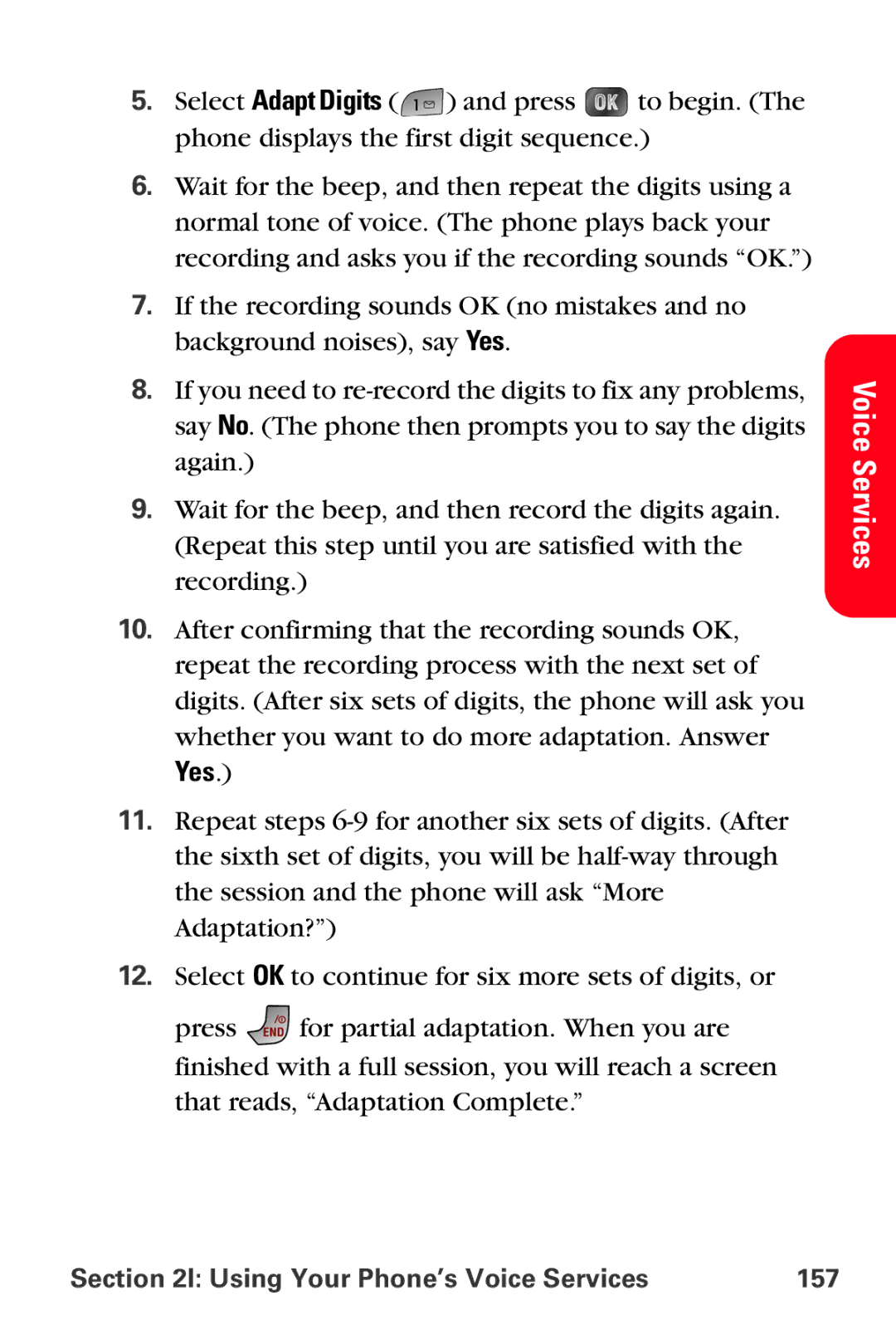 Samsung MM-A880 manual Yes, Using Your Phone’s Voice Services 157 