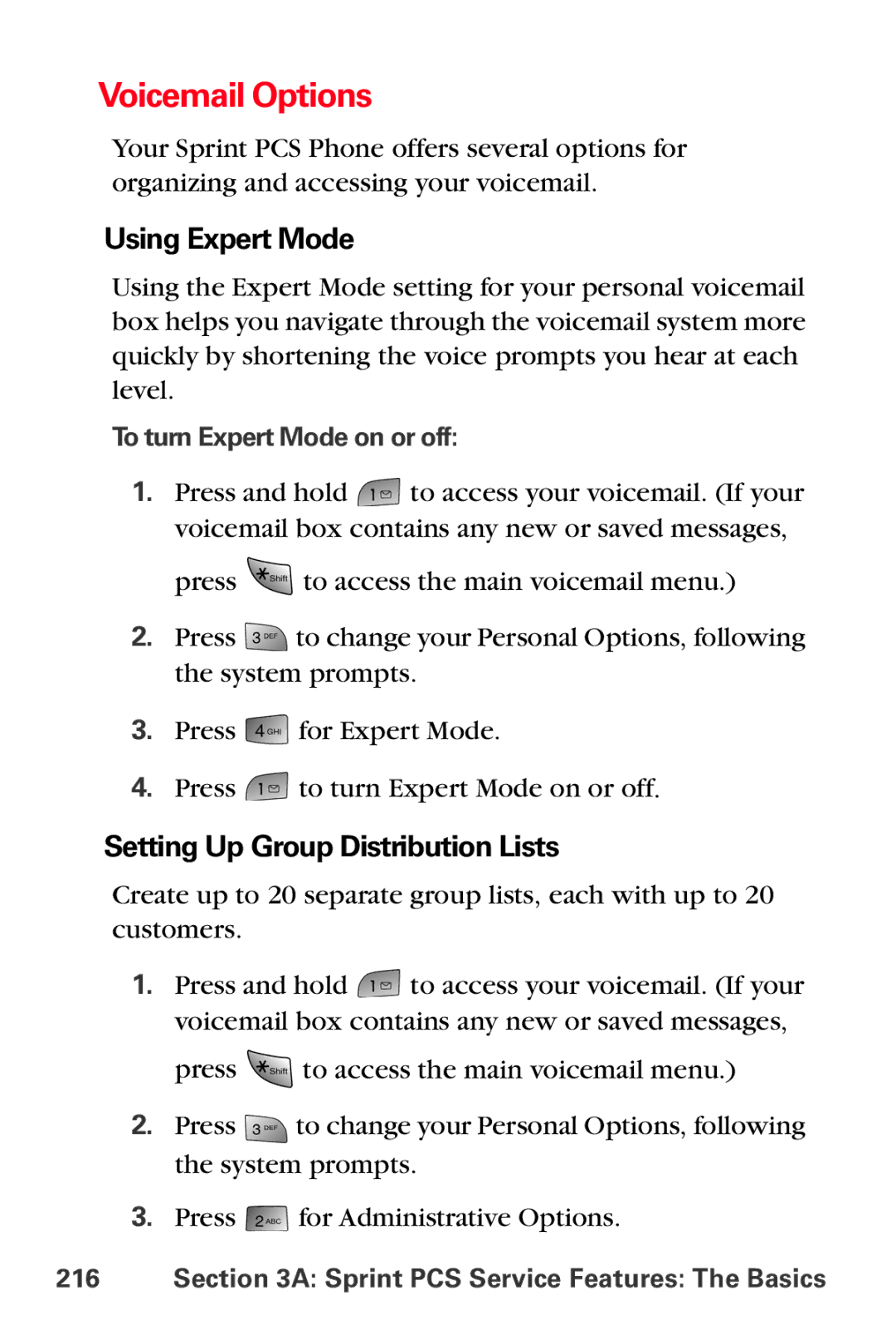 Samsung MM-A880 Voicemail Options, Using Expert Mode, Setting Up Group Distribution Lists, To turn Expert Mode on or off 