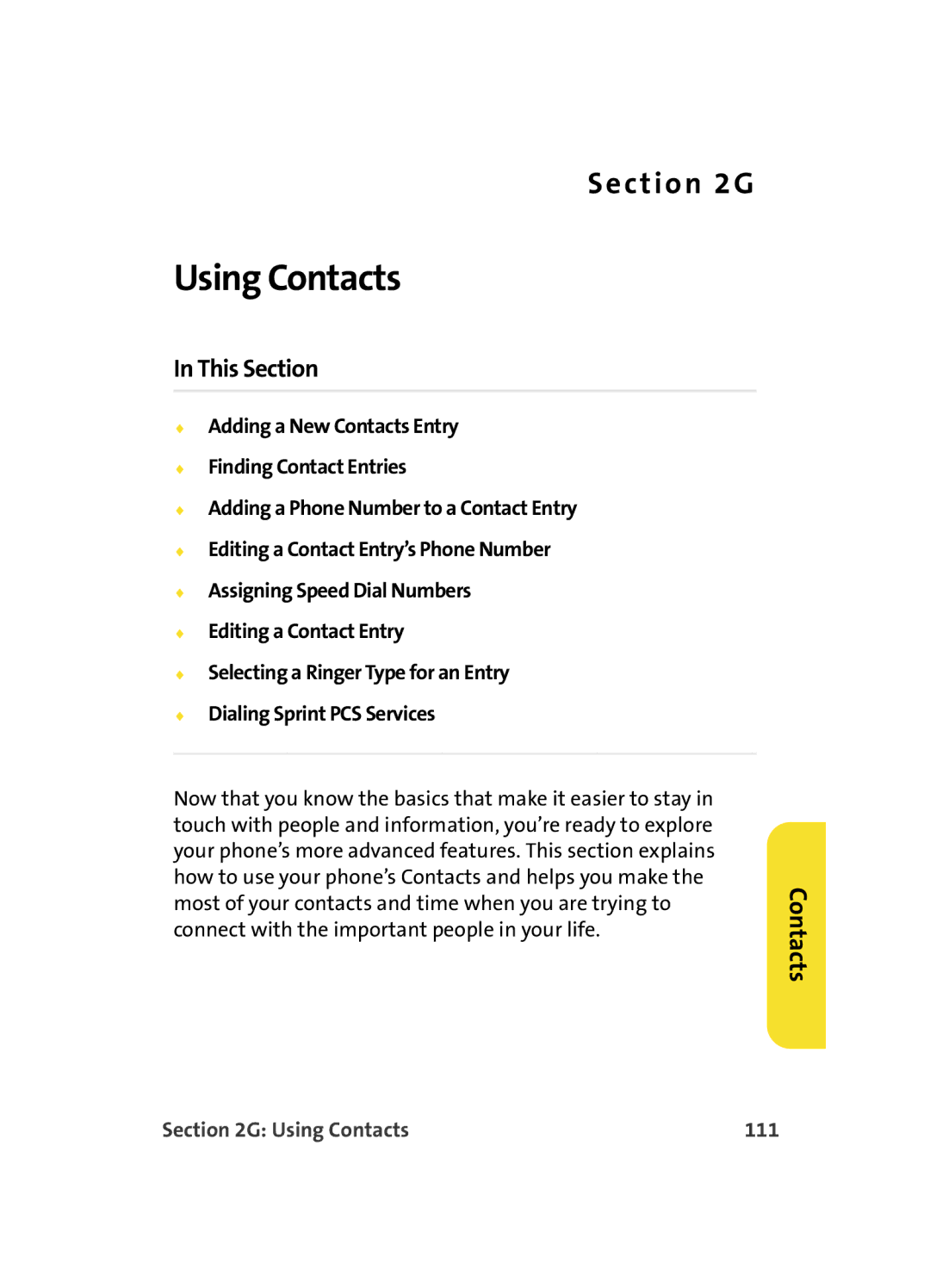 Samsung MM A880 manual Using Contacts 111 