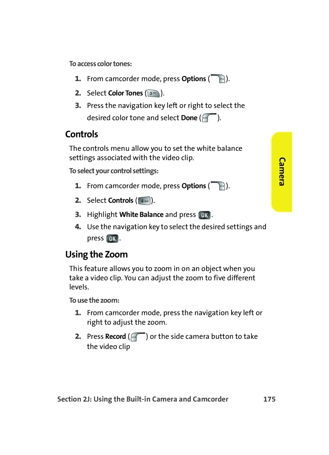 Samsung MM A880 manual Controls, Using the Zoom, Select Color Tones, To select your control settings, 175 