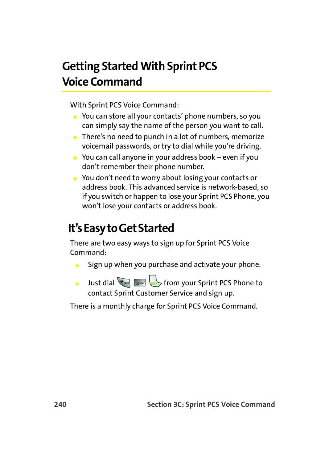 Samsung MM A880 manual Getting Started With Sprint PCS Voice Command, It’sEasytoGetStarted, 240 