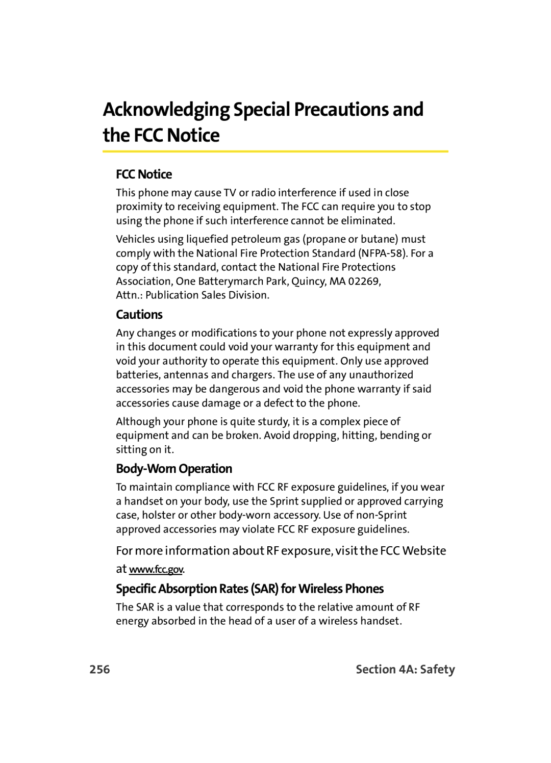 Samsung MM A880 manual Acknowledging Special Precautions and the FCC Notice, 256 