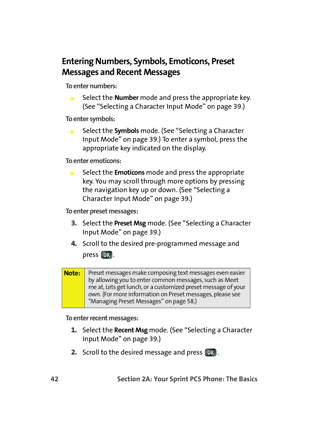 Samsung MM A880 To enter numbers, To enter symbols, To enter emoticons, To enter preset messages, To enter recent messages 