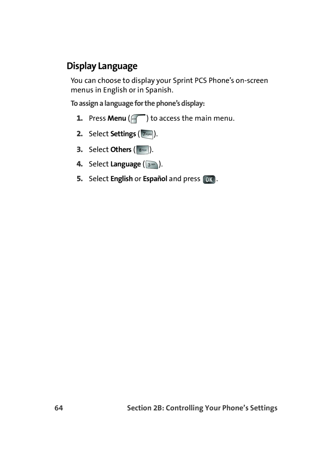 Samsung MM A880 manual Display Language, To assign a language for the phone’s display 