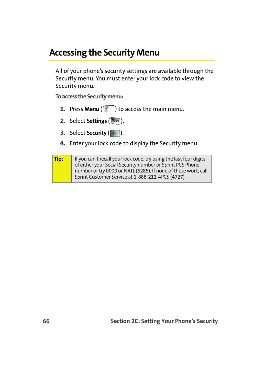 Samsung MM A880 manual Accessing the Security Menu, To access the Security menu 