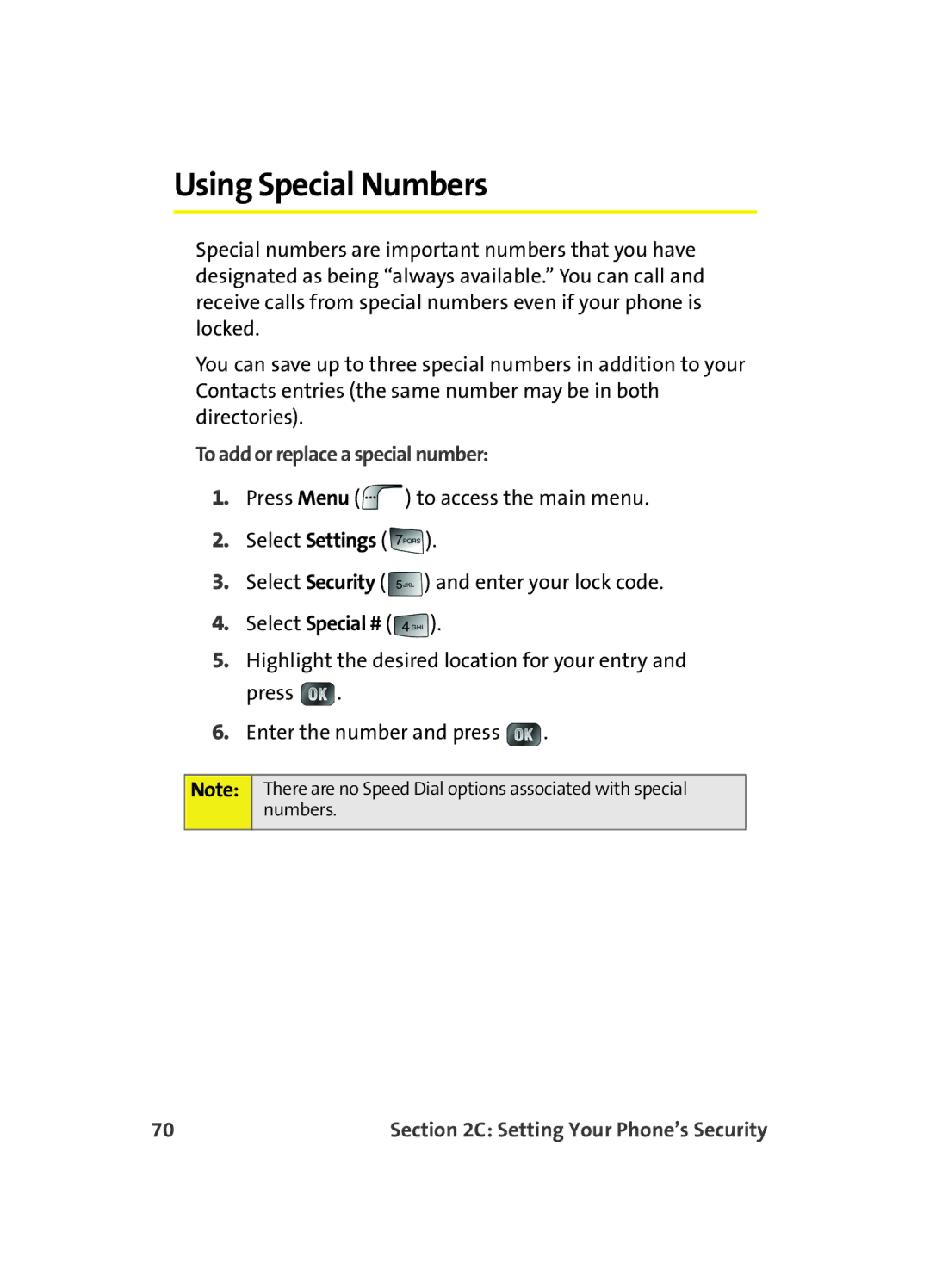 Samsung MM A880 manual Using Special Numbers, To add or replace a special number 