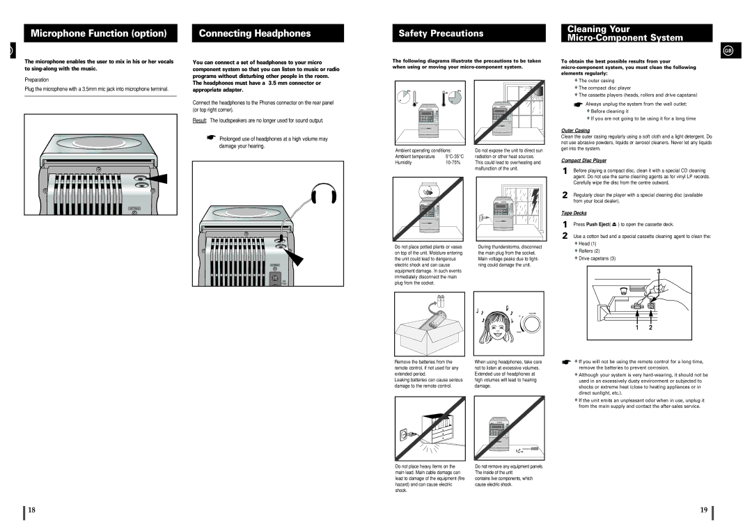 Samsung MMB3LH/ELS, MM-B3, MMB3LH/OMX manual Microphone Function option, Connecting Headphones, Press Push Eject 