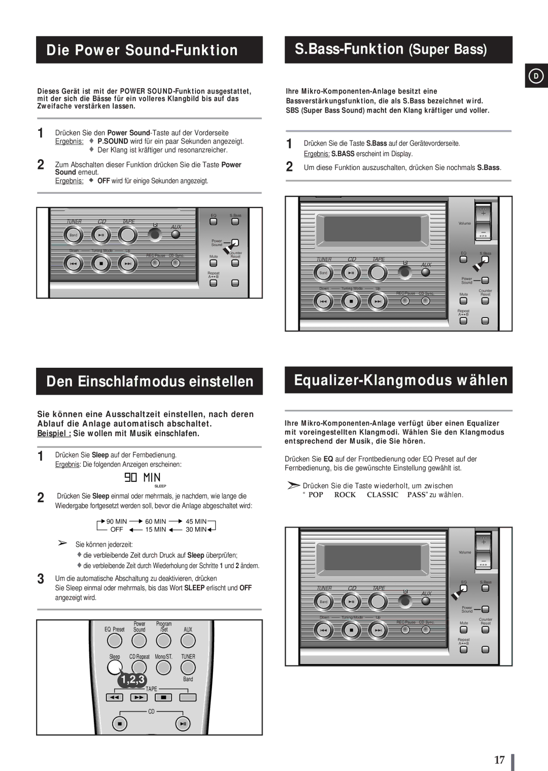 Samsung MMB3LH/ELS, MM-B3 manual Die Power Sound-Funktion, Bass-Funktion Super Bass 