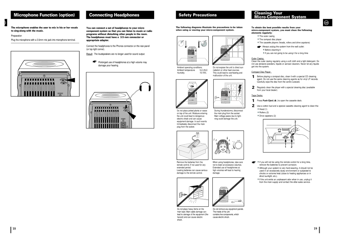 Samsung MM-B3/B4 instruction manual Microphone Function option, Connecting Headphones, Press Push Eject 