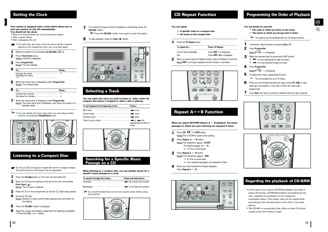 Samsung MM-B3/B4 instruction manual CD Repeat Function, Repeat a B Function 