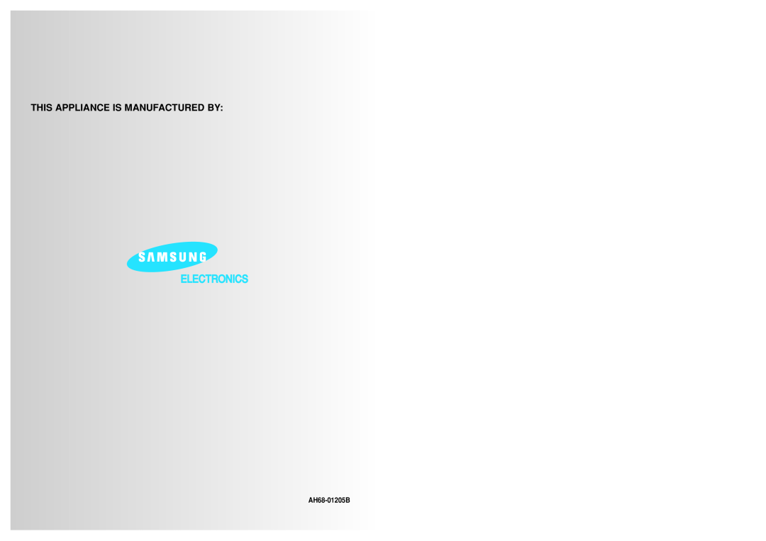 Samsung MM-B3/B4 instruction manual This Appliance Is Manufactured By, Electronics 