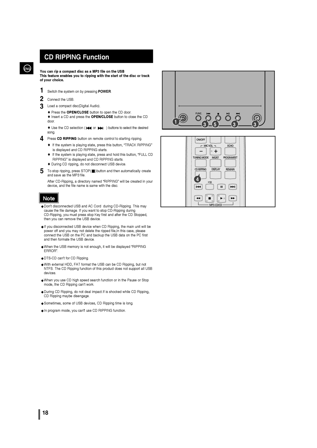 Samsung MM-C330 user manual CD Ripping Function, You can rip a compact disc as a MP3 file on the USB, Your choice 